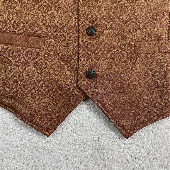 Wah Maker Vest Mens XL Brown Gold Brocade Formal Western Frontier USA Waistcoat - Picture 2 of 8